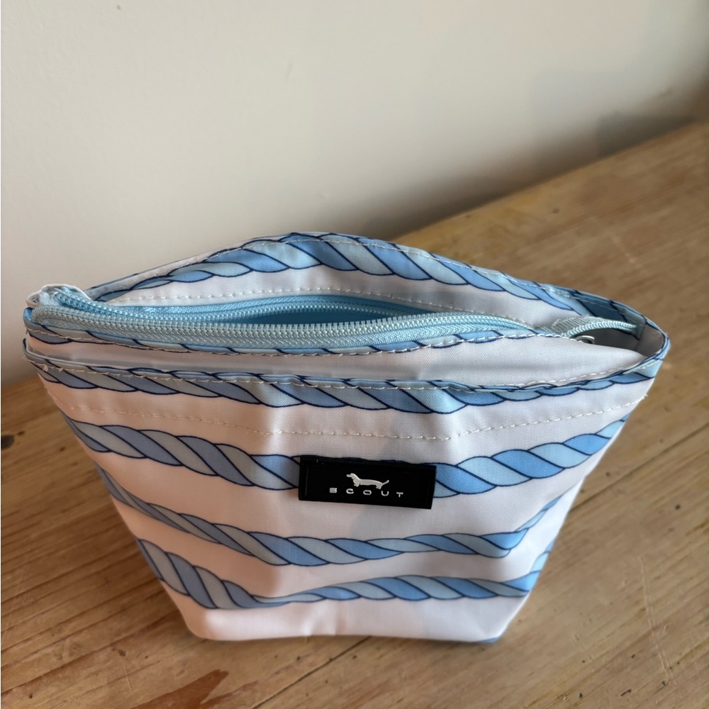 Scout Light Blue and White Striped Toiletry Pouch